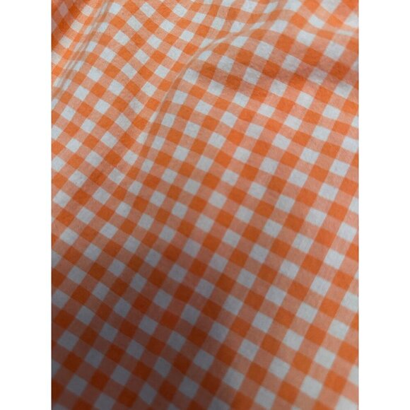 cat & jack orange and white check plaid short sleeve button down shirt - Picture 4 of 4